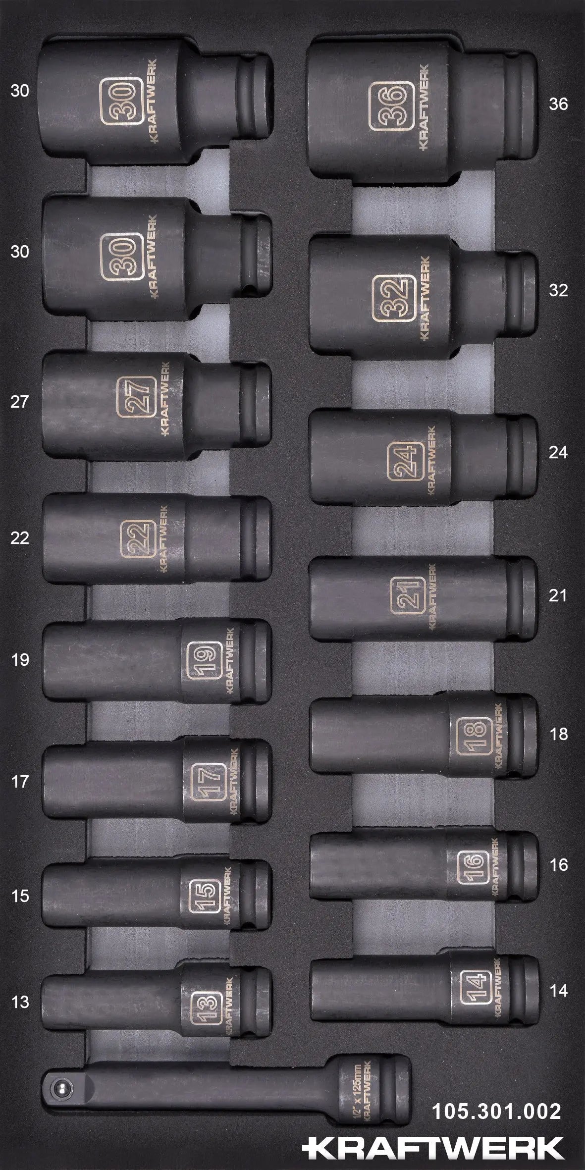 1/2'' SCHLAG STECKSCHLÜSSELEINSATZ LANG 16-TLG. 20X40 EINLAGE KRAFTWERK BASIC LINE