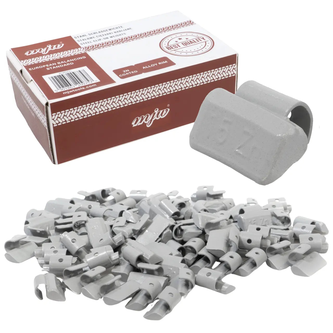 15g Aluminiumradgewichte – 100 Stück, PU-beschichtet, grau, von MJW - Samsuns Group