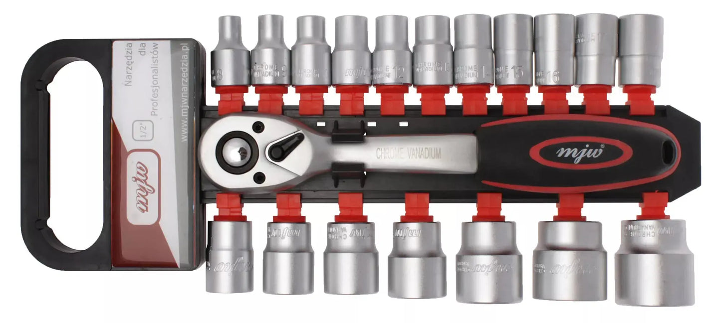 Steckschlüsselsatz 1/2" 12-Winkel mit Ratsche 19 Artikel MJW - Samsuns Group