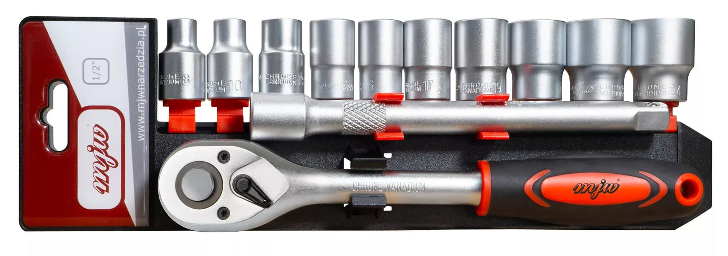 6-Winkel-Steckschlüsselsatz mit Ratsche und Verlängerung 1/2" MJW - Samsuns Group