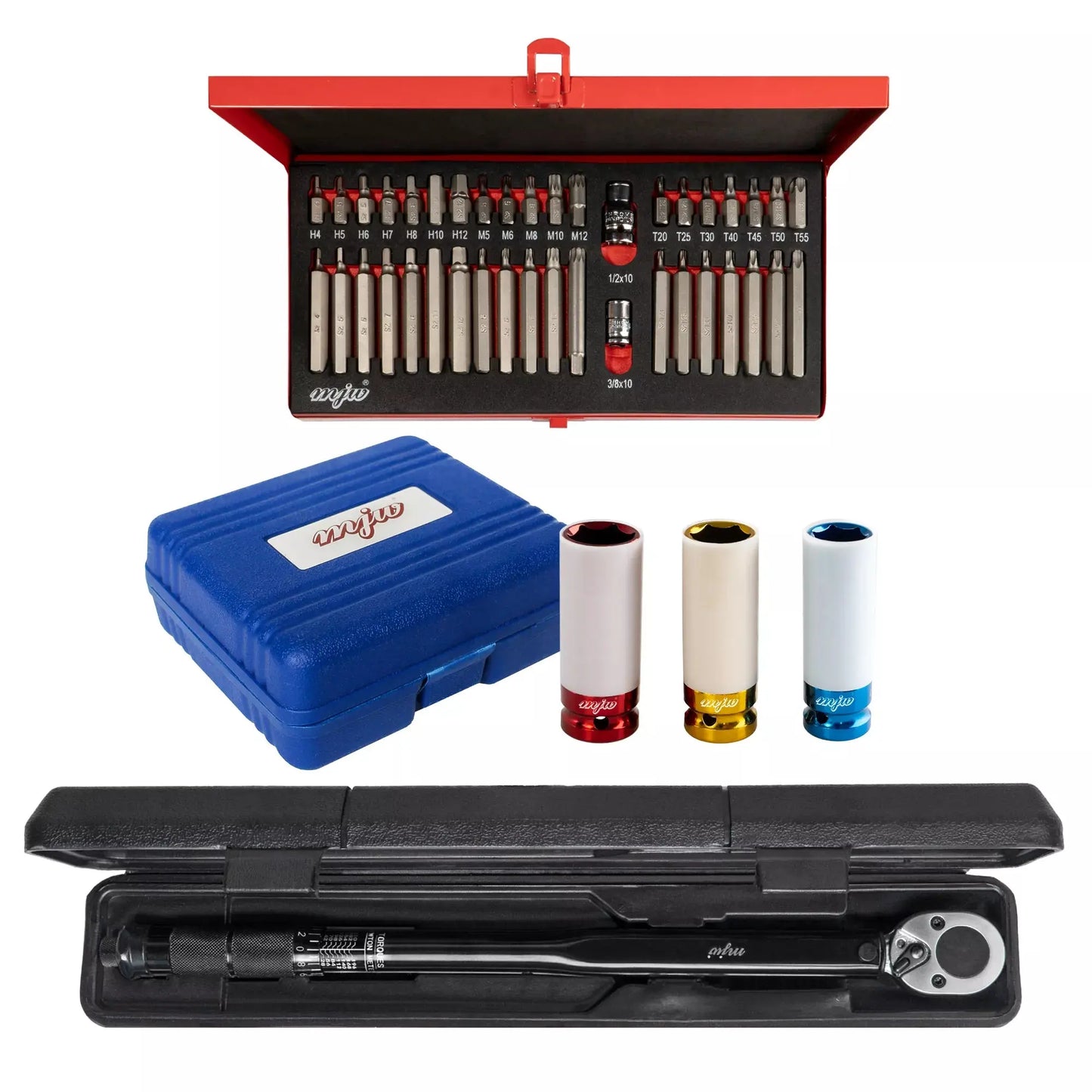 4-teiliges Geschenkset: Bits, 1/2" Drehmomentschlüssel, 1/2" Stecknüsse, Tasche MJW - Samsuns Group