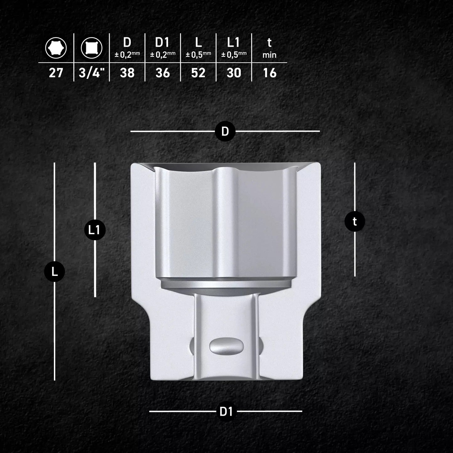 Steckschlüsseleinsatz 3/4" Sechskant 27 mm MJW - Samsuns Group