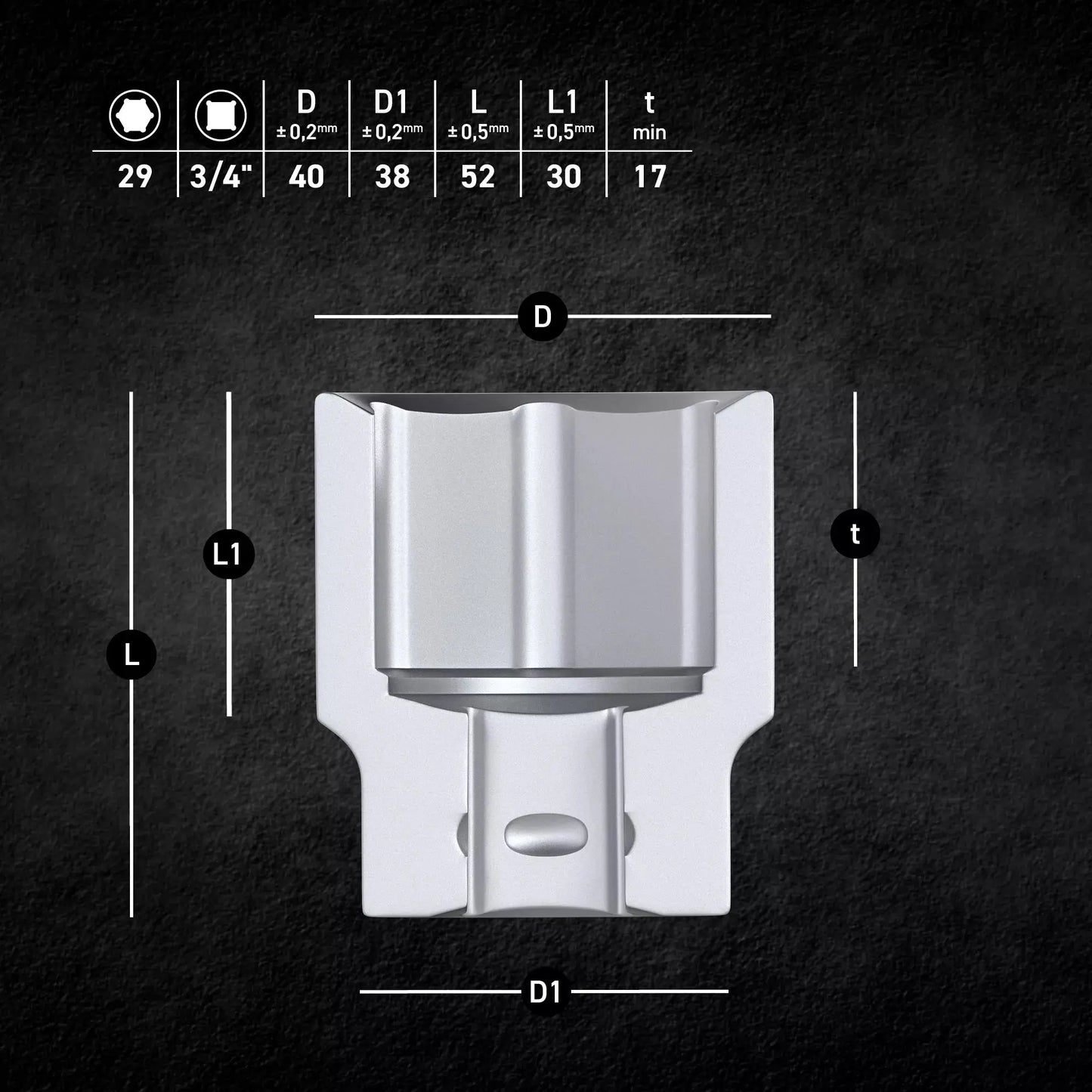 Steckschlüsseleinsatz 3/4" Sechskant 29 mm MJW - Samsuns Group