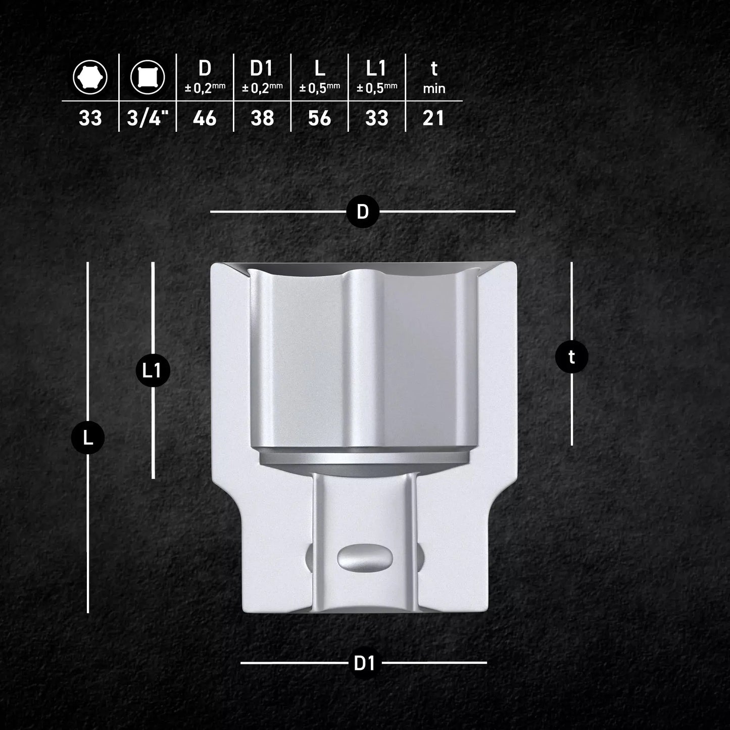 Steckschlüsseleinsatz 3/4" Sechskant 33 mm MJW - Samsuns Group