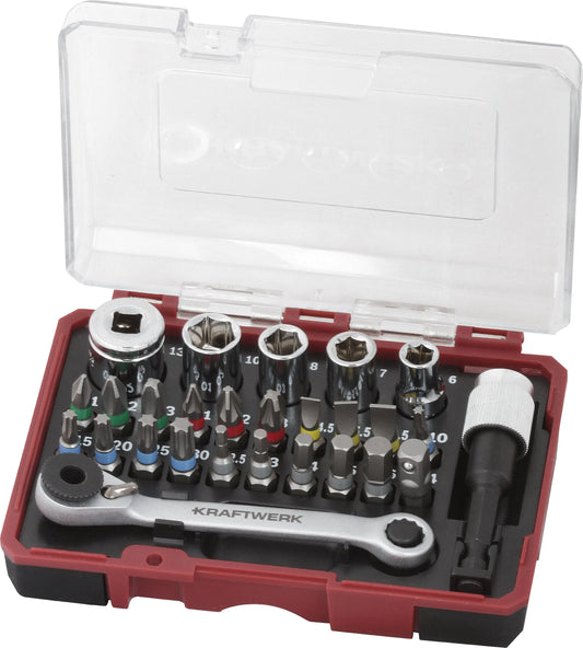 BIT BOX MIT MINI RATSCHENSCHLÜSSEL 1/4" S2 , 27 TLG. KRAFTWERK