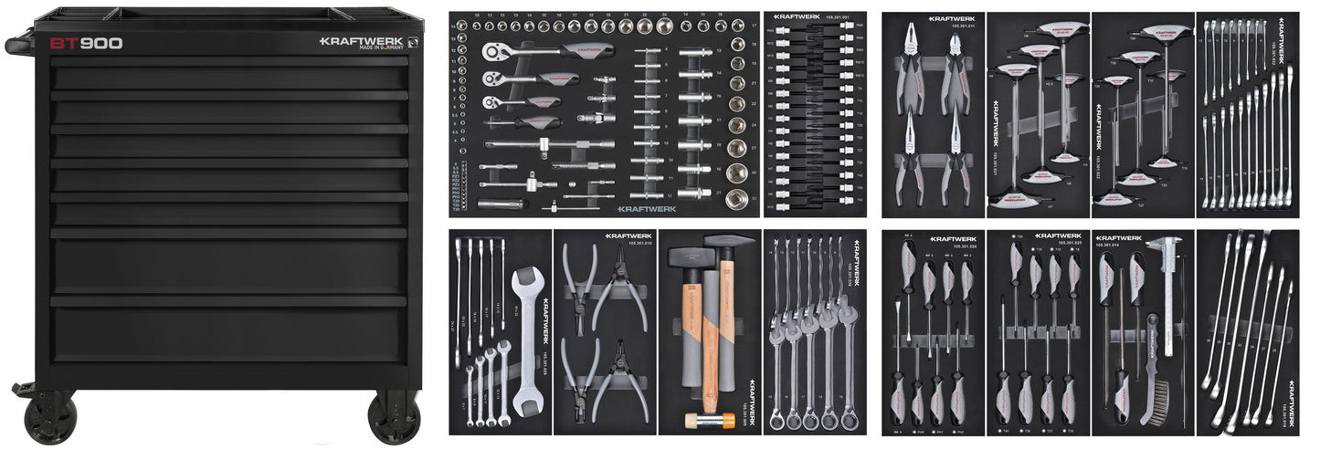 BT LINE WERKSTATTWAGEN BT900 7 SCHUBLADEN SCHWARZ, 211-TLG. KRAFTWERK