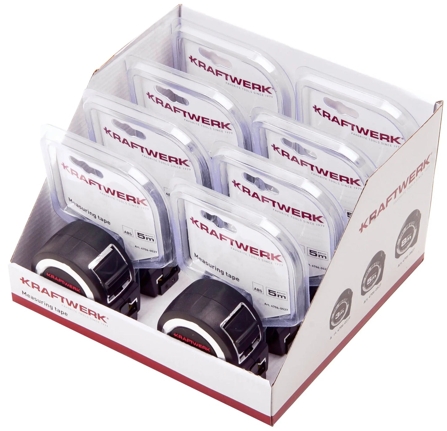 DISPLAY MIT ROLLMETER 5M X 27MM, 8 STK. KRAFTWERK