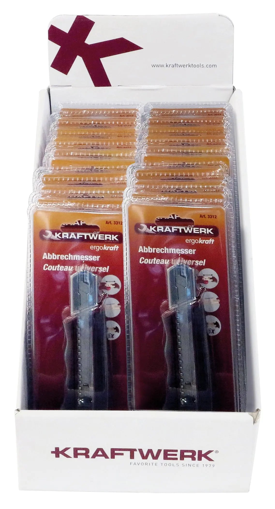 DISPLAY MIT TEPPICHMESSER 5 ERSATZKLINGEN 165MM 18MM 20STK KRAFTWERK