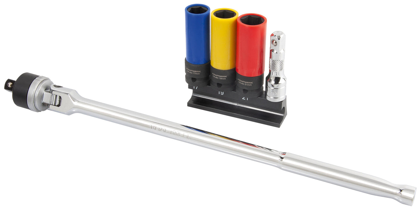 GELENKGRIFF UND SCHLAG-STECKSCHLÜSSEL-SATZ, 1/2", 5-TLG. KRAFTWERK