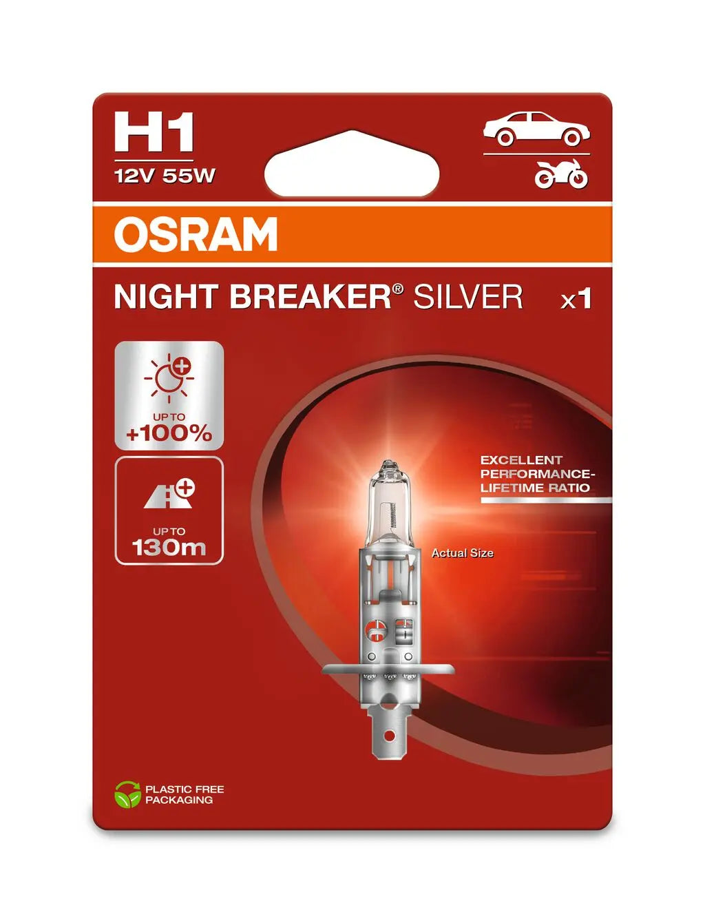 H1 12V 55W P14.5s NIGHT BREAKER® SILVER +100% OSRAM OSRAM