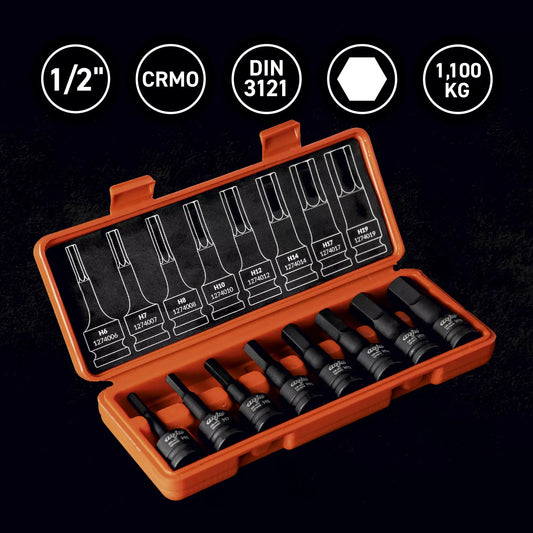 Satz 1/2" Schlagschraubereinsätze HEX lang H6/H7/H8/H10/H12/H14/H17/H19 MJW - Samsuns Group