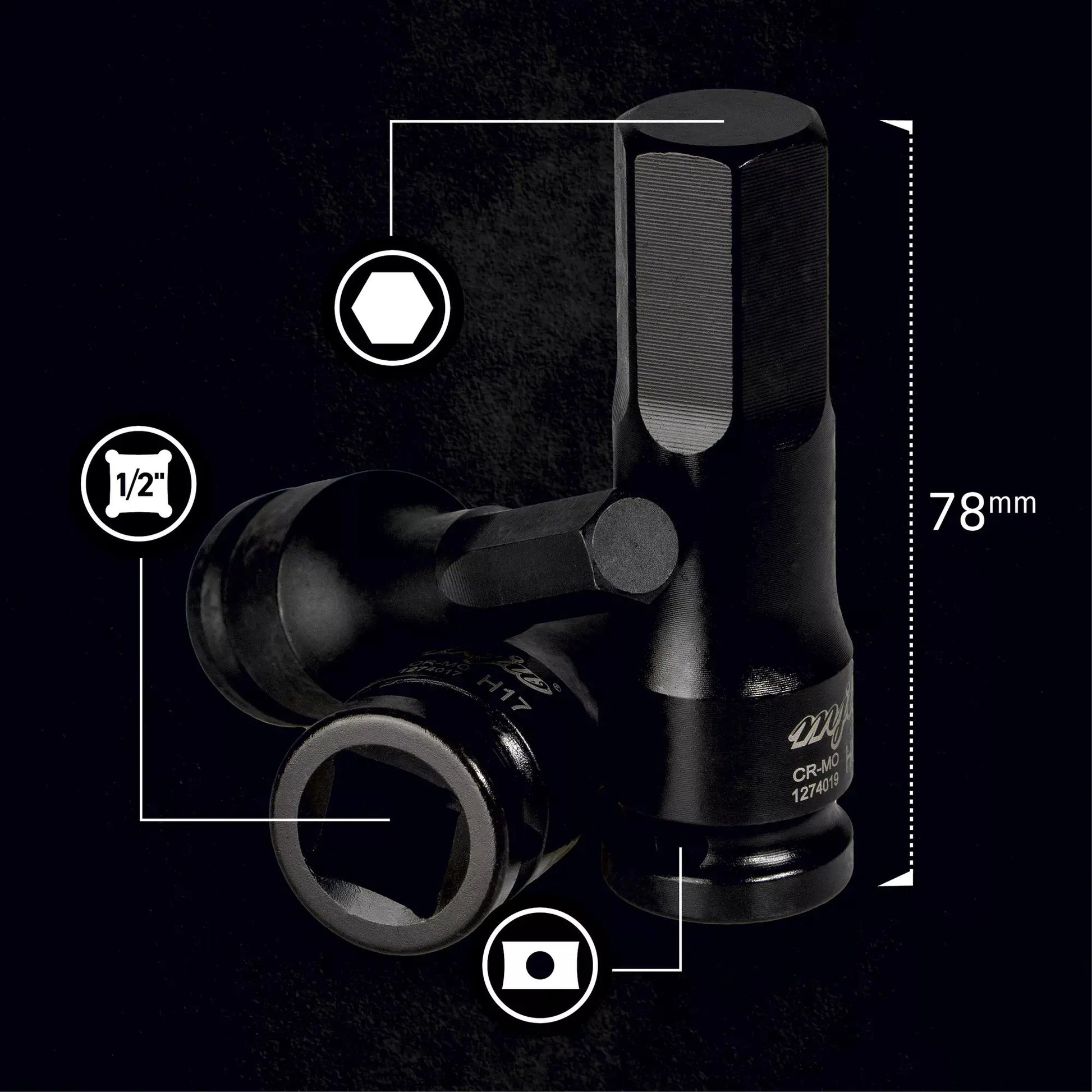 Satz 1/2" Schlagschraubereinsätze HEX lang H6/H7/H8/H10/H12/H14/H17/H19 MJW - Samsuns Group