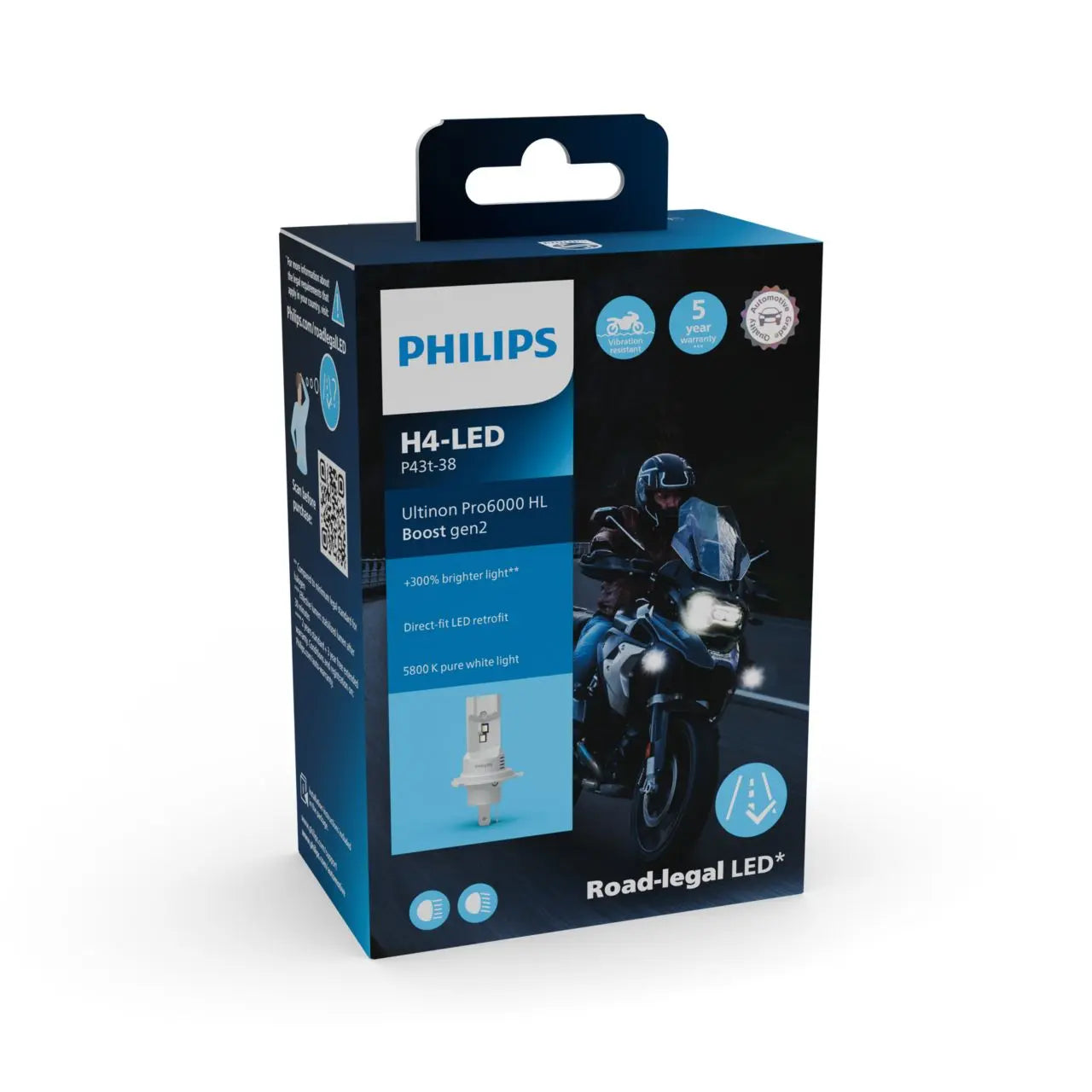 H4 12V 18W Ultinon Pro6000 Boost Gen2 +300% Moto Philips Philips