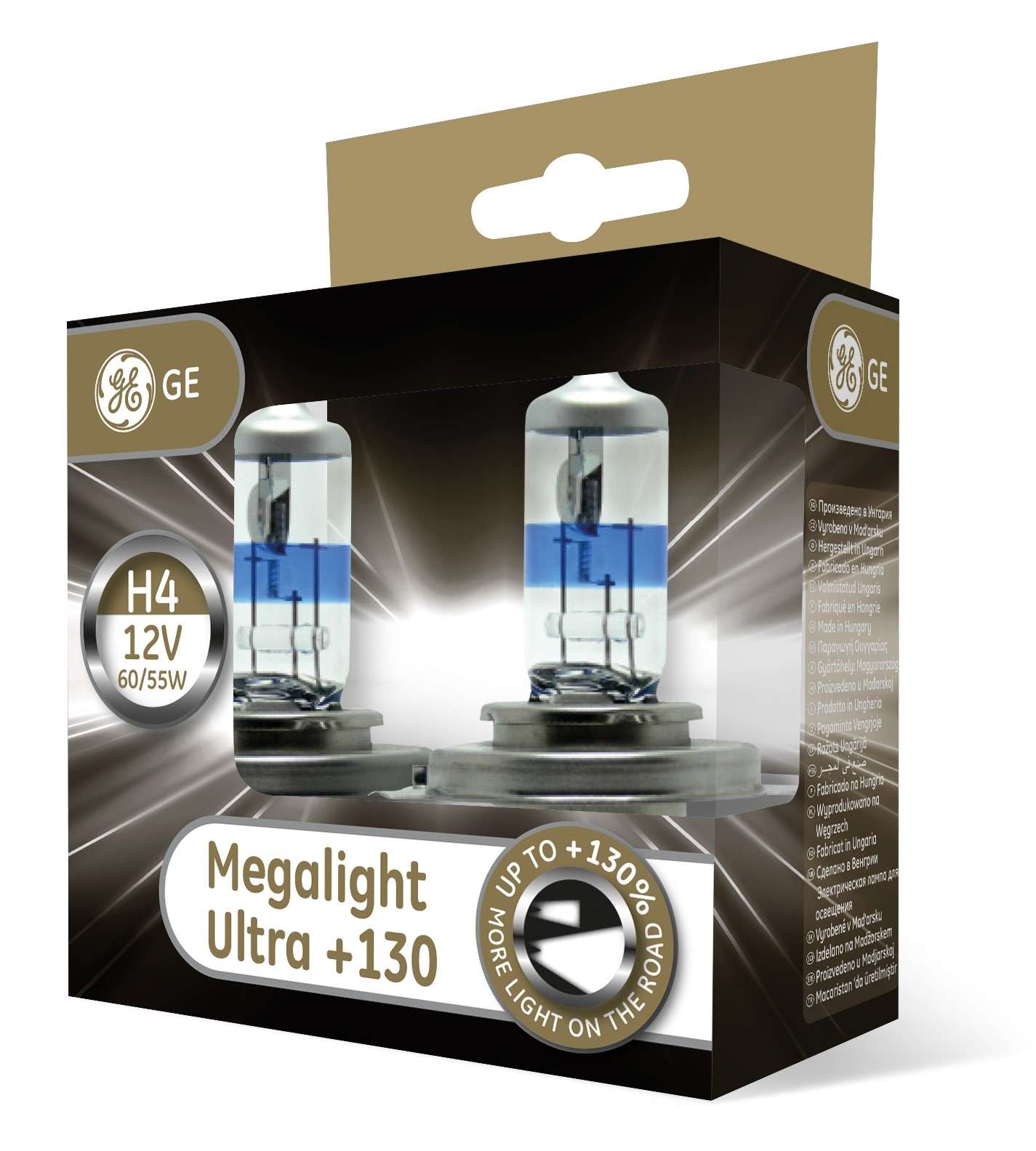 H4 12V 60/55W P43t MegaLight Ultra +130% 2 St. GE General Electric