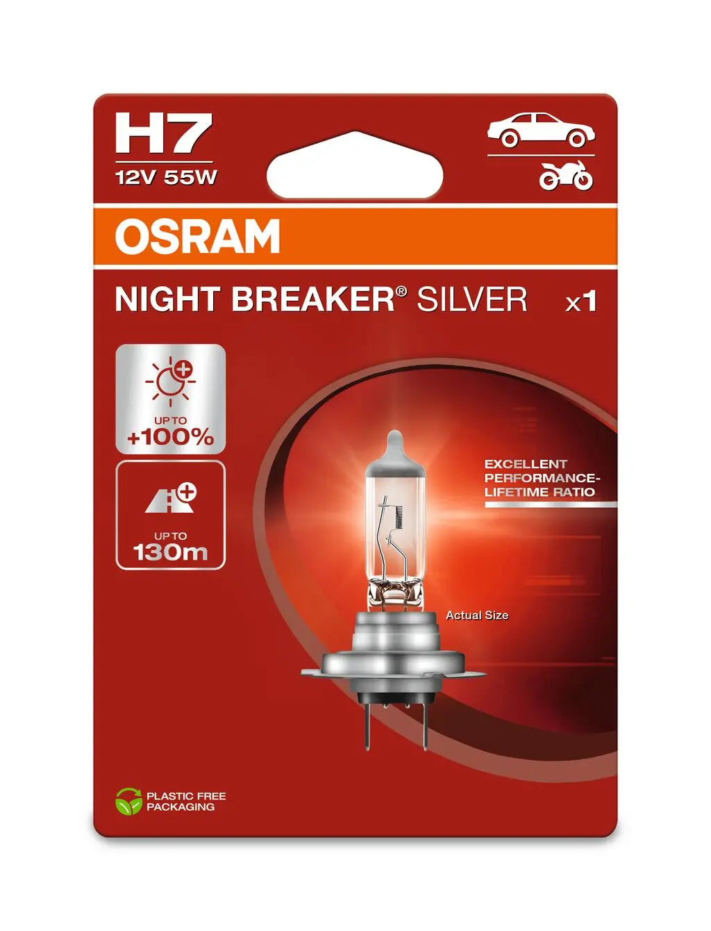 H7 12V 55W PX26d NIGHT BREAKER® SILVER +100% OSRAM OSRAM