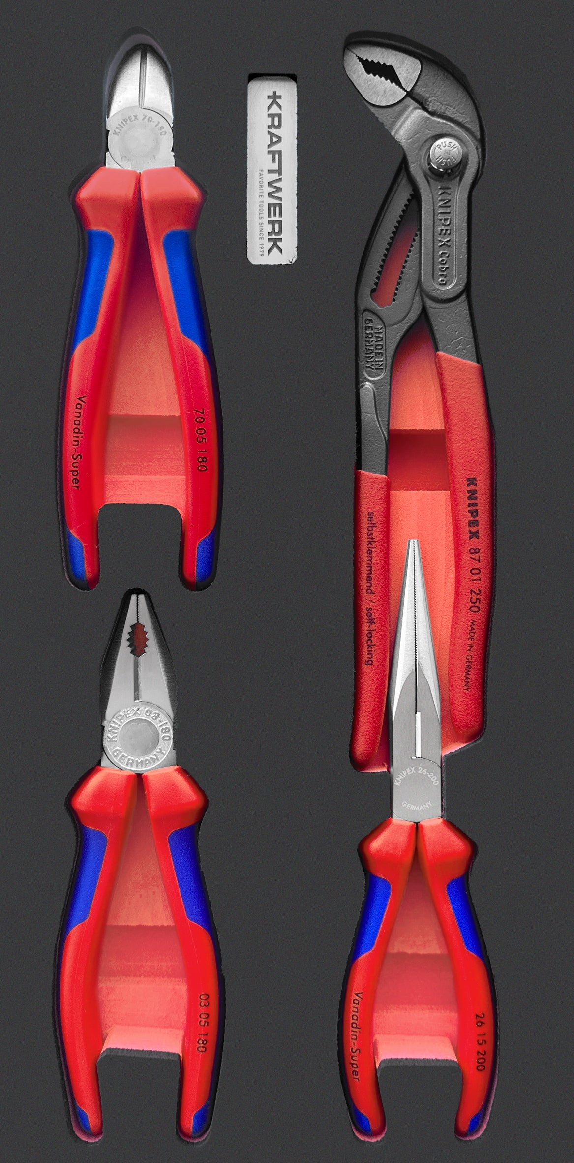 KNIPEX ZANGEN-SATZ 4-TLG. 20X40 EINLAGE KRAFTWERK PRO LINE