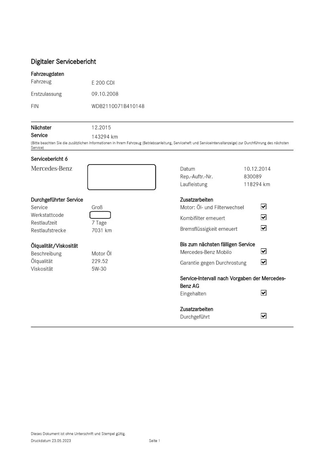 Mercedes Benz und Smart Service Historie Digital Scheckhefte Service Bericht Mercedes Benz