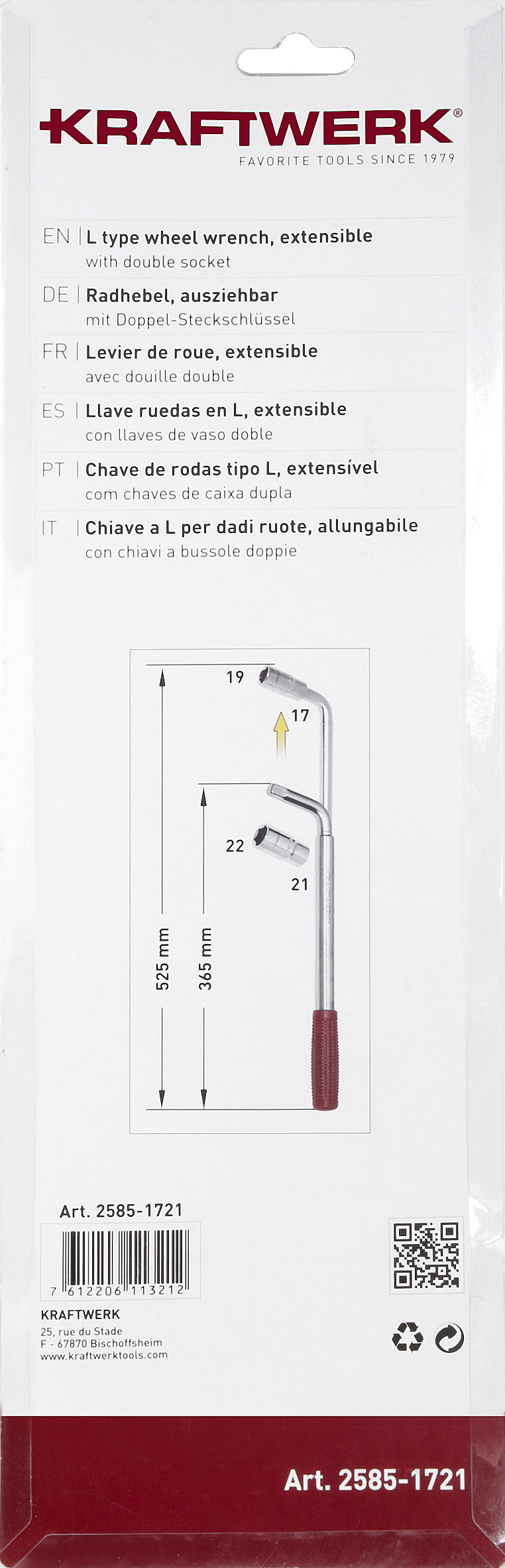 RADHEBEL MIT 2 NÜSSEN 17X19/21X22 MM KRAFTWERK