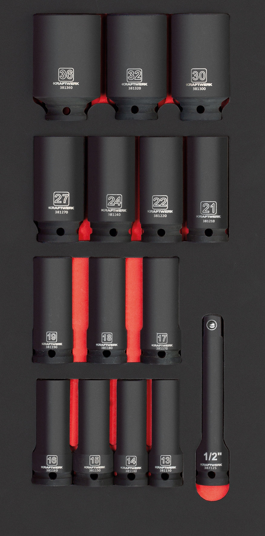 SCHLAG-STECKSCHLÜSSEL-EINLAGE 1/2"LANG 15-TLG. 20X40 INLAY KRAFTWERK PRO LINE