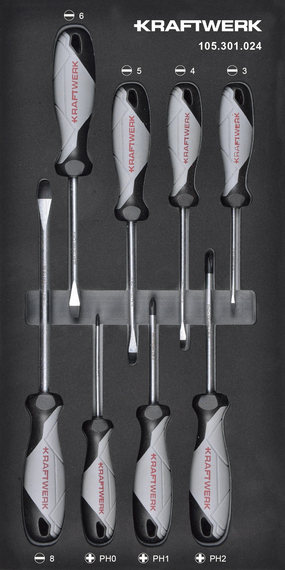 SCHRAUBENDREHER SCHLITZ PH 8-TLG. 20X40 EINLAGE KRAFTWERK BASIC LINE
