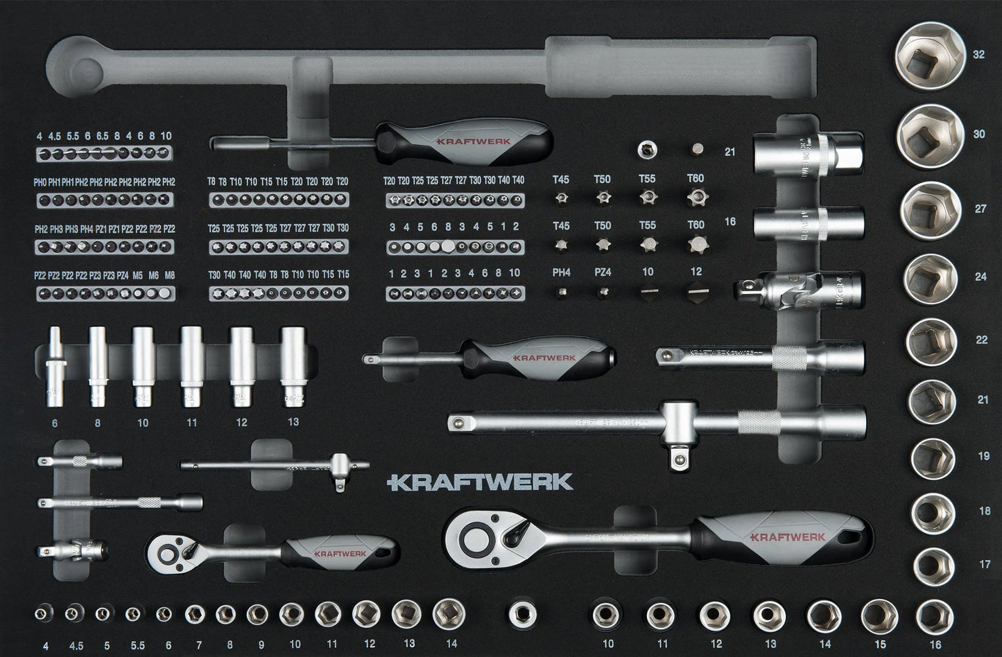 STECKSCHLÜSSEL-EINLAGE 1/4" 1/2" 164-TLG. KRAFTWERK BASIC LINE