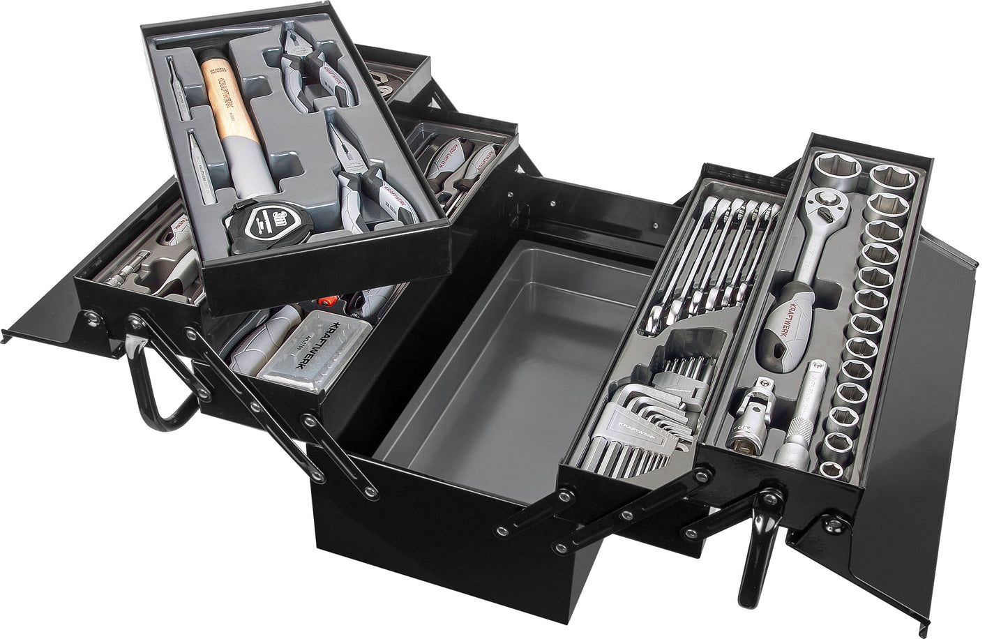 WERKZEUGKISTE BESTÜCKT BASIC LINE, 1/4" + 1/2", 106-TLG KRAFTWERK