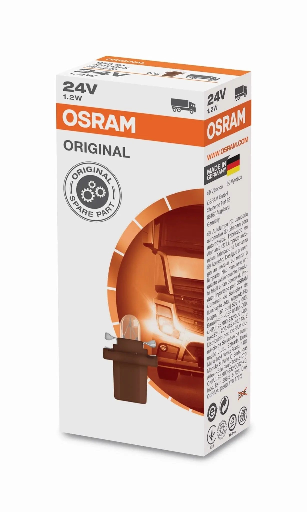 24V 1,2W B8.5d Original Kunststoffsockel Faltschachtel OSRAM - Samsuns Group