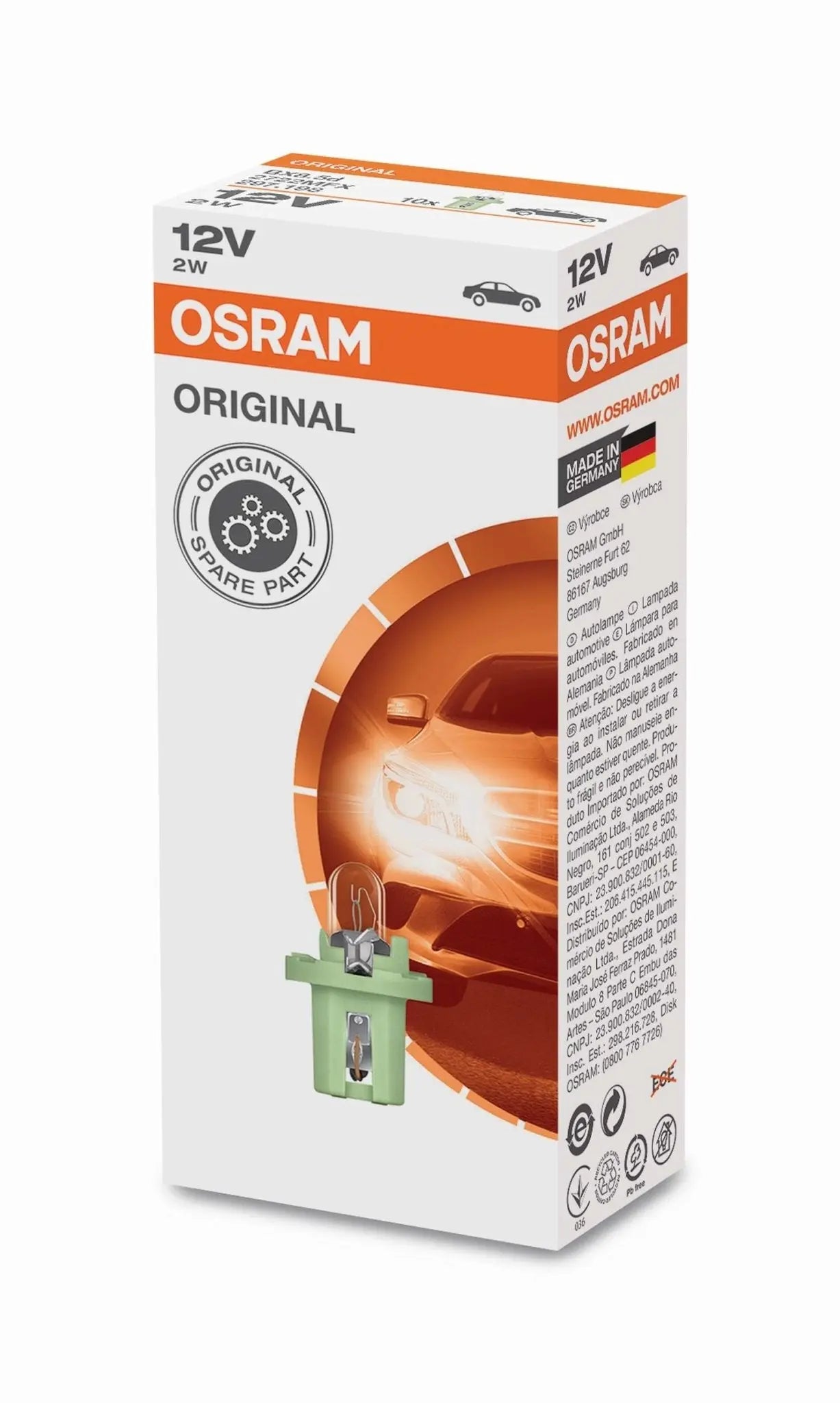 2W Kunststoffsockel Faltschachtel 12V Original OSRAM - Samsuns Group