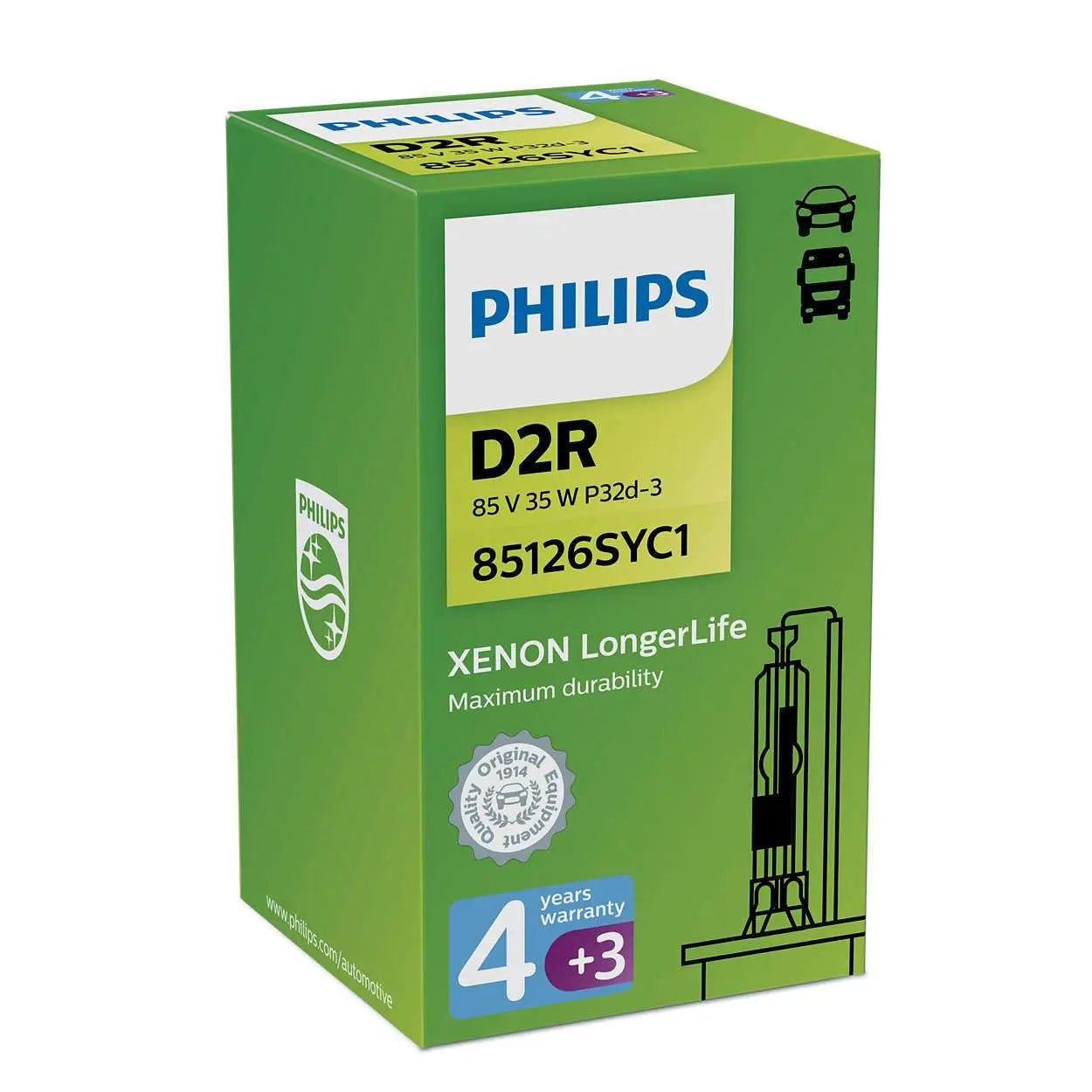 D2R 35W P32d-3 LongerLife 4300K Xenon 1St. Philips - Samsuns Group