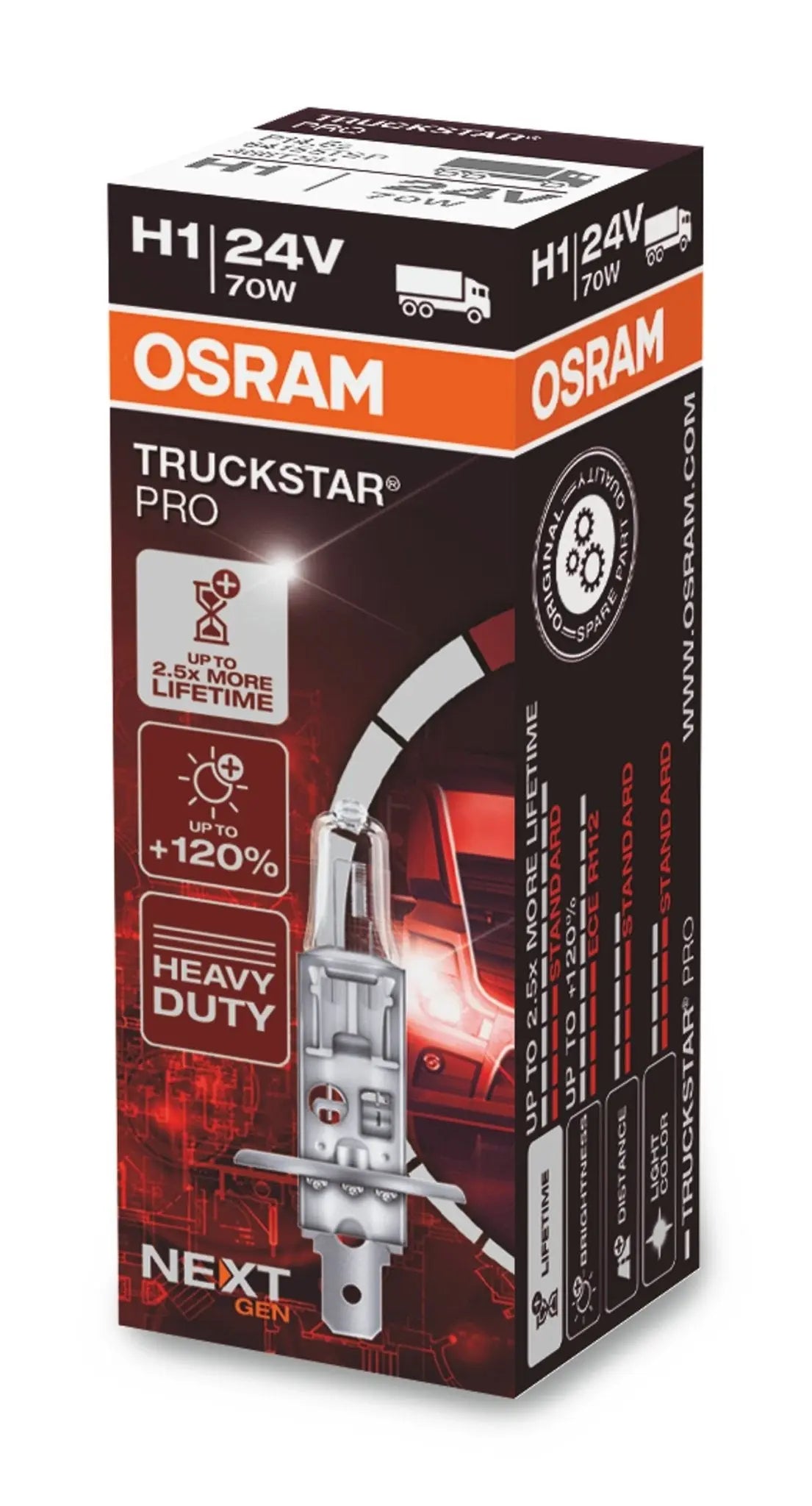H1 24V 70W P14.5s TRUCKSTAR® PRO NEXT GEN bis +120% mehr Licht 1St OSRAM - Samsuns Group