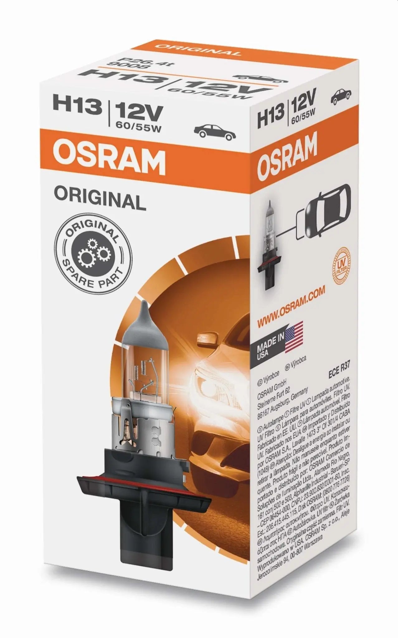 H13 12V 60/55W P26.4t 1 St. Original Spare Part Faltschachtel OSRAM - Samsuns Group