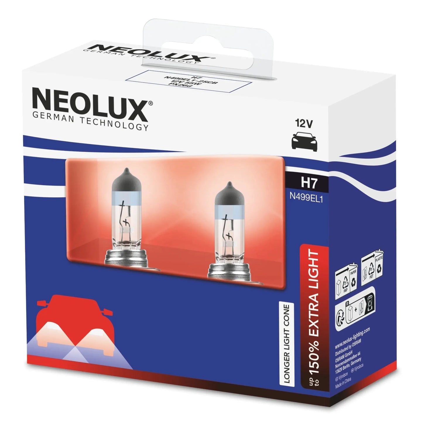 H7 12V 55W PX26d Extra Light +150% 2 St. NEOLUX - Samsuns Group