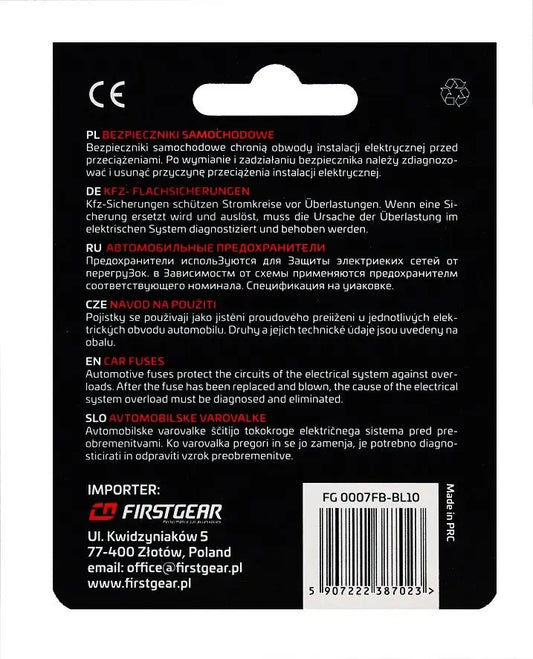 KFZ-Sicherungen Glas 20mm Ersatzsicherungen 10st. Blister FirstGear - Samsuns Group