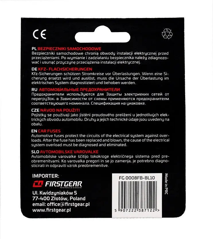 KFZ-Sicherungen Glas 32mm Ersatzsicherungen 10st. Blister FirstGear - Samsuns Group