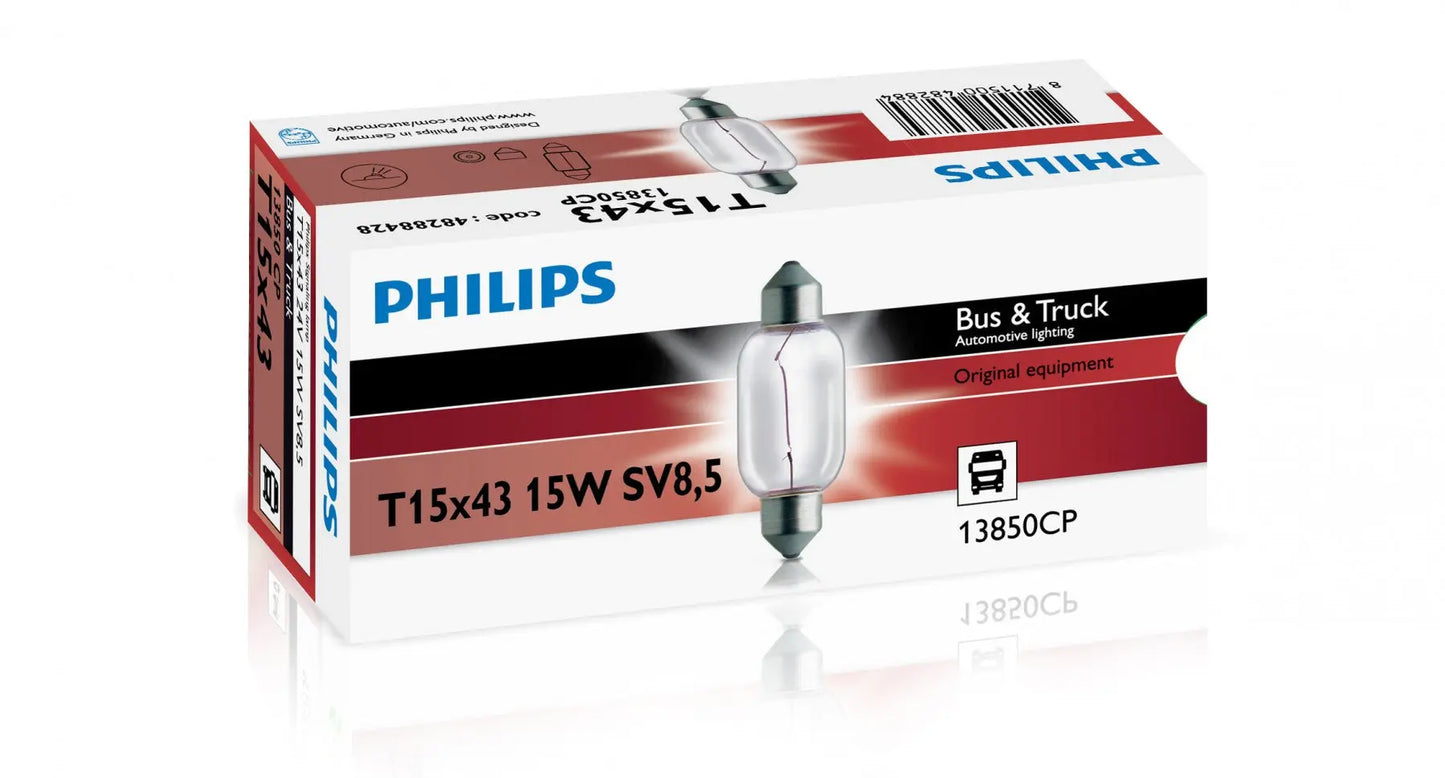 SV8,5 24V 15W T15x43mm Soffitte lang 1st. Philips - Samsuns Group