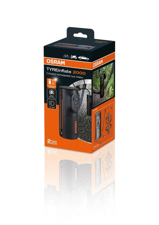 TYREinflate 2000 Schnelle Reifenpumpe wiederaufladbar 2 Jahre Garantie OSRAM - Samsuns Group