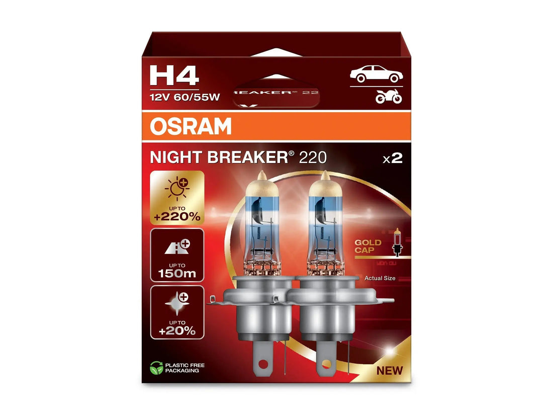 H4 12V 6055W P43t OSRAM NIGHT BREAKER® 220 +220% Doppelpack