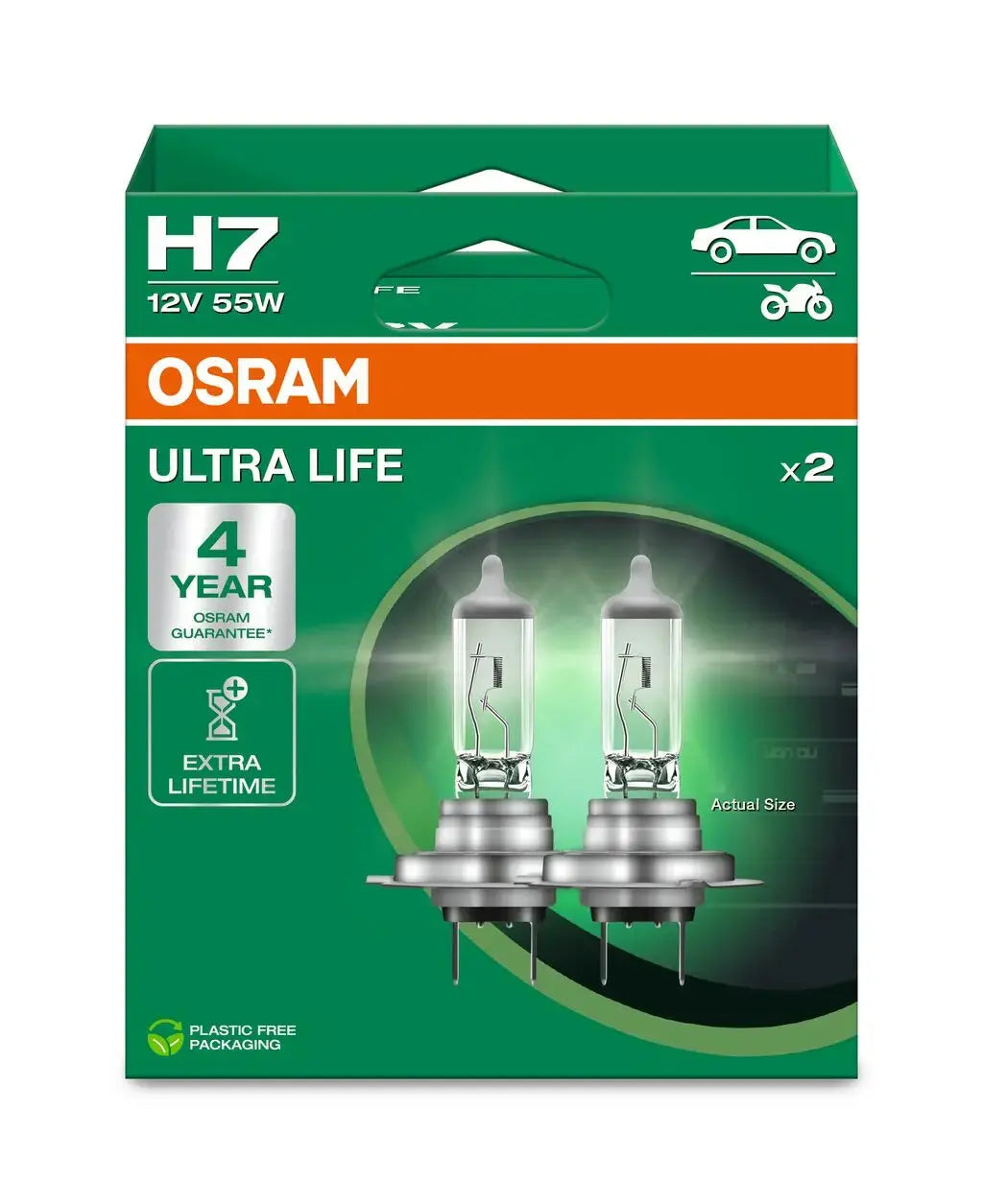 H7 12V 55W PX26d ULTRA LIFE 4 Jahre Garantie Doppelpack OSRAM