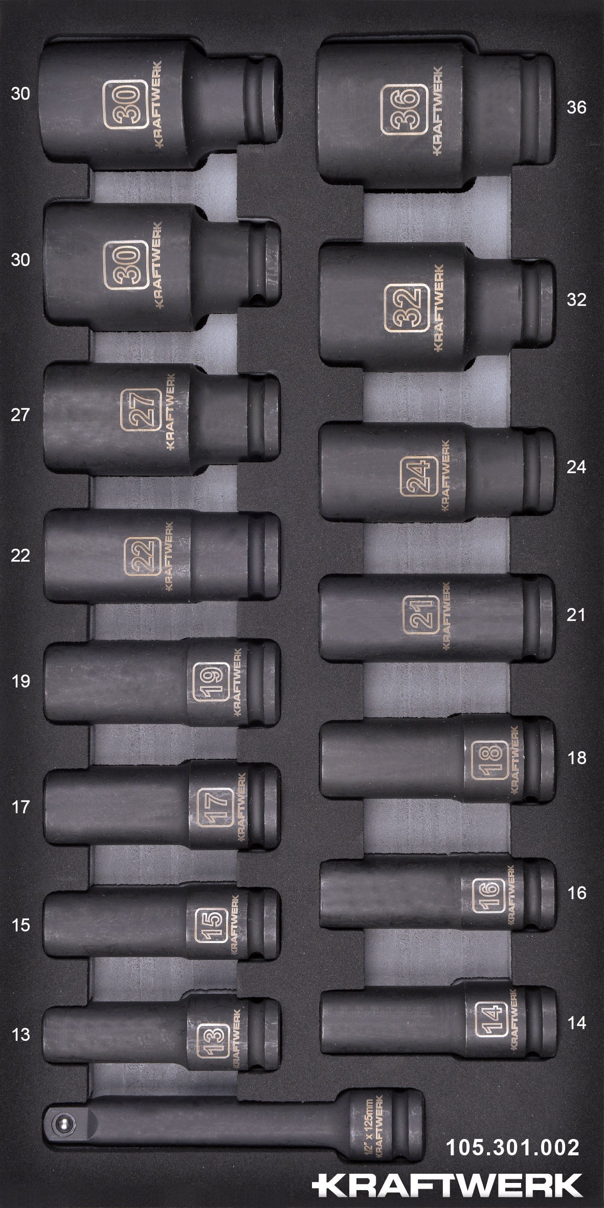 1/2'' SCHLAG STECKSCHLÜSSELEINSATZ LANG 16-TLG. 20X40 EINLAGE KRAFTWERK BASIC LINE