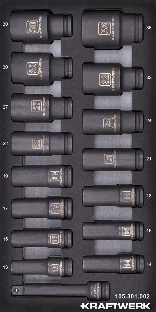 1/2'' SCHLAG STECKSCHLÜSSELEINSATZ LANG 16-TLG. 20X40 EINLAGE KRAFTWERK BASIC LINE