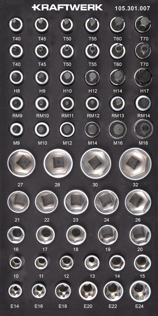 1/2'' STECKSCHLÜSSEL INNENSECHSK. TX VIELZ. RIBE 56-TLG. KRAFTWERK BASIC LINE