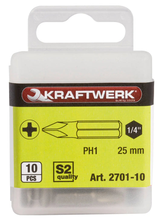 1/4" PHILLIPS BIT 25 MM NR. 1, 10STK. KRAFTWERK