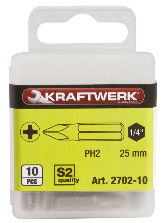 1/4" PHILLIPS BIT 25 MM NR. 2, 10STK. KRAFTWERK