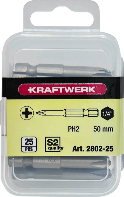 1/4" PHILLIPS BIT 50 MM NR. 2, 25 STÜCK KRAFTWERK