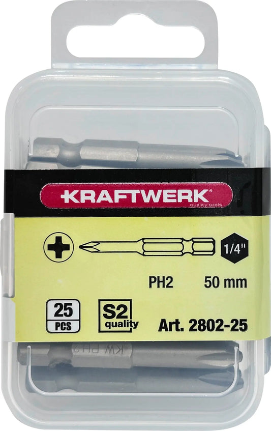 1/4" PHILLIPS BIT 50 MM NR. 2, 25 STÜCK KRAFTWERK