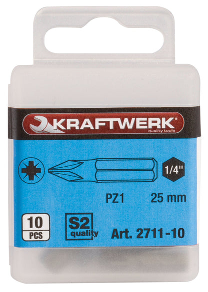 1/4" POZIDRIV BIT 25 MM NR. 1, 10STK. KRAFTWERK