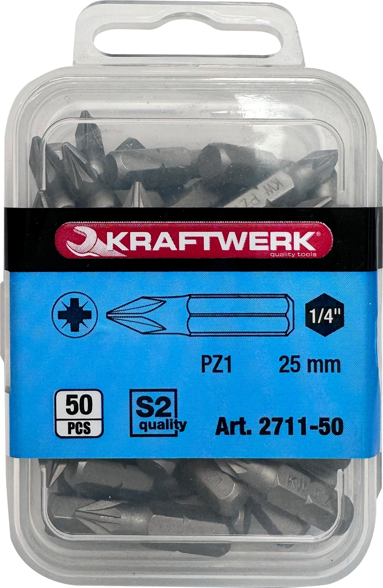1/4" POZIDRIV BIT 25 MM NR. 1, 50 STÜCK KRAFTWERK