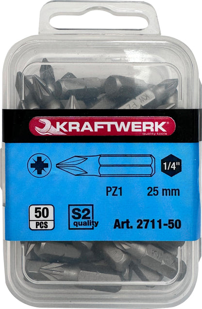 1/4" POZIDRIV BIT 25 MM NR. 1, 50 STÜCK KRAFTWERK