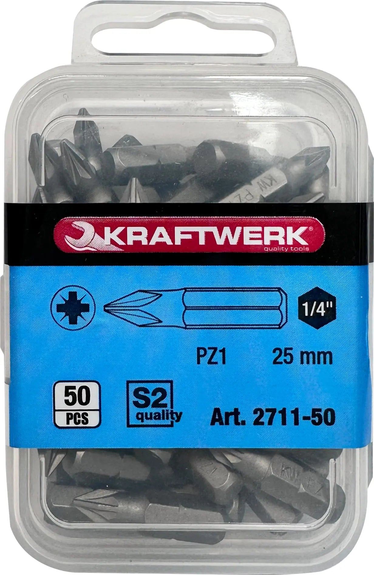 1/4" POZIDRIV BIT 25 MM NR. 1, 50 STÜCK KRAFTWERK