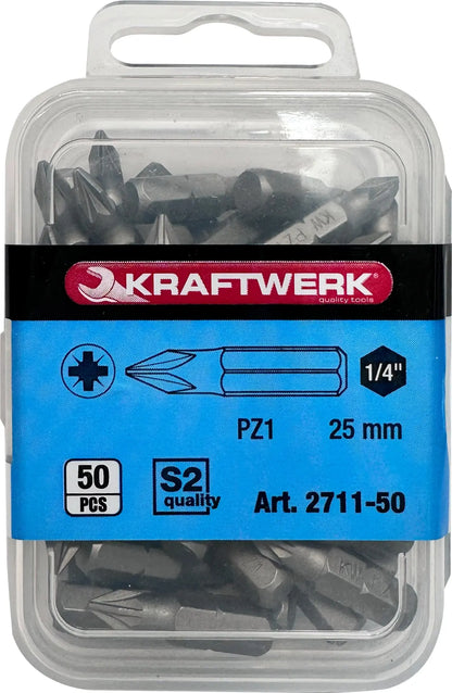 1/4" POZIDRIV BIT 25 MM NR. 1, 50 STÜCK KRAFTWERK